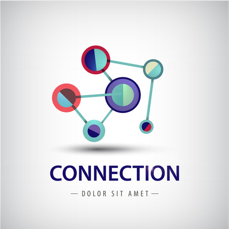 vector abstract colorful connection logo, icon isolatedのイラスト素材