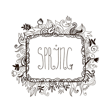 vector hand drawn doodle swirl outline frame isolatedのイラスト素材