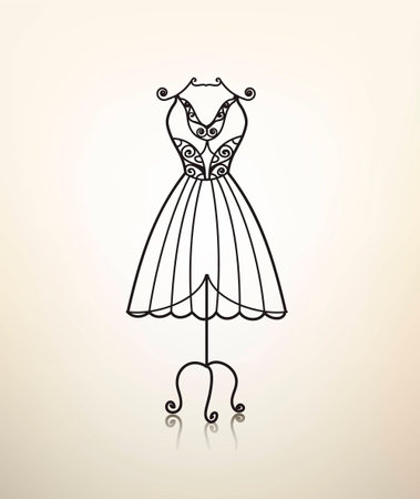 vector vintage metal dress hanger, tailor studio, workshopのイラスト素材