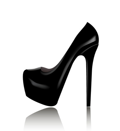 vector black high heel elegant shoe isolatedのイラスト素材