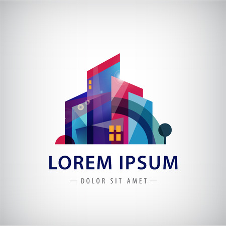 vector geometric colorful abstract buildingのイラスト素材