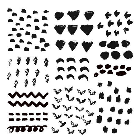 hand drawn vector black textures made with inkのイラスト素材