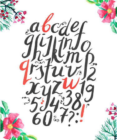 Vector alphabet. Hand drawn letters. Letters of the alphabet written with a brush pen and inkのイラスト素材