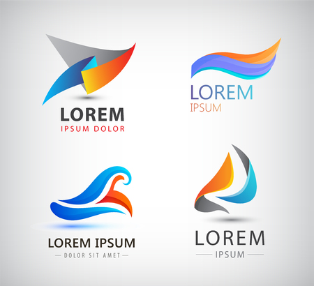 Vector set of abstract shapes, abstract icons isolated. Colorful identity for company, web.のイラスト素材