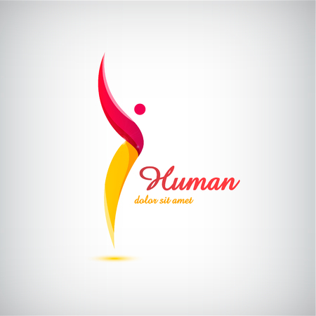 Corporate Success  Health  Winner logo template. Business concept. Human abstract. Vector line colorful icon. Positive man logoのイラスト素材