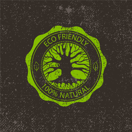 Vector circle eco  , tree  , nature, organic  , icon isolated. Tree of life, round sign, emblemのイラスト素材