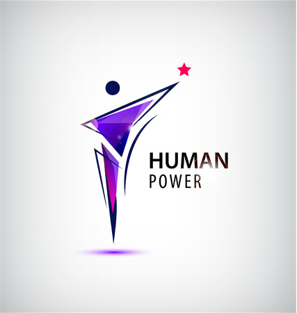 Vector man  , human body  , faceted geometric stylized human  . Leader, winner  , business conceptのイラスト素材