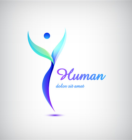 Corporate Success logo, Health logo, Winner template. Business concept. Human abstract. Vector line colorful icon.のイラスト素材