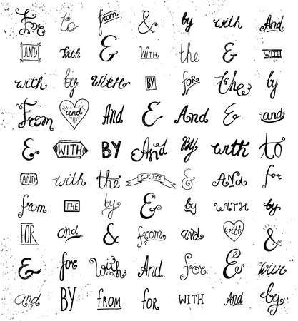 Big vector collection of hand sketched ampersands and catchwords.のイラスト素材