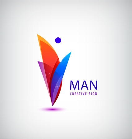 Vector abstract man logo, human icon. Leader, business, personの写真素材