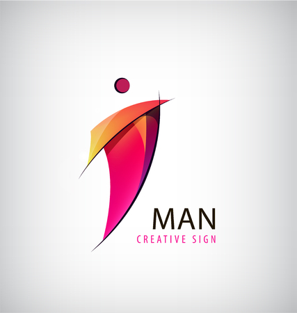 Vector abstract man logo, human icon. Leader, business, personの写真素材