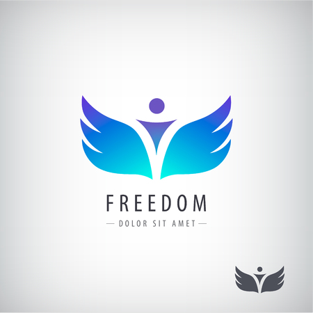 Vector freedom logo, concept. Man with wingsのイラスト素材