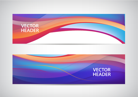 Vector set of abstract colorful wavy headers, water flow banners. Use for web siteのイラスト素材