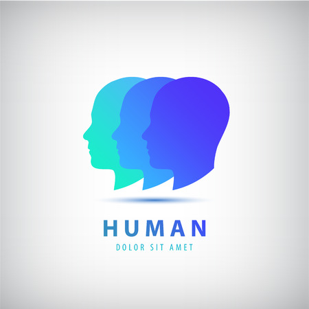 Vector 3 human heads, faces logo.のイラスト素材
