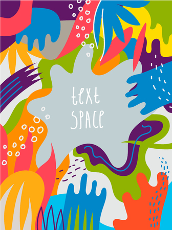 Vector artistic colorful hand drawn poster, flyer, background, card with text space.のイラスト素材