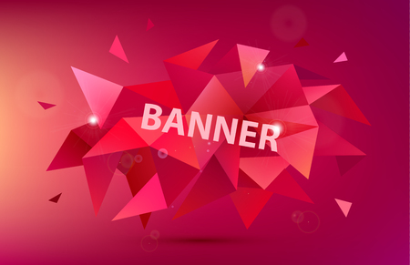 Vector astract 3d geometric shape isolated. Faceted, crystal, origami triangles background. Use for banner, cover, brochure, flyer, web appのイラスト素材