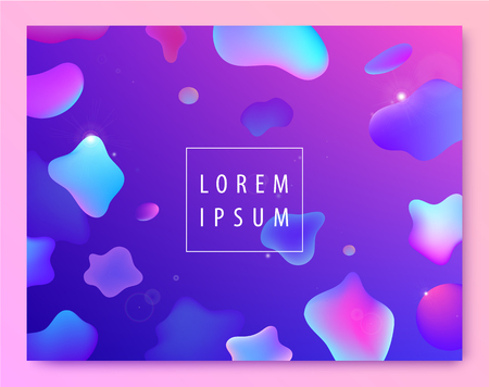 Vector abstract liquid bckground. Fluid 3d shapes poster, web page, bannerのイラスト素材