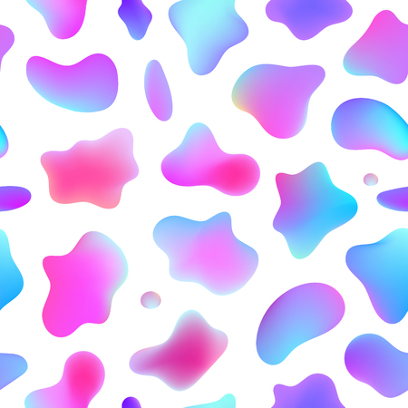 Vector seamless liquid fluid pattern, Abstract background liquid lava lamp pattern. 3d colorful shapes on whiteのイラスト素材