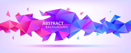 Vector abstract geometric 3d facet shape. Use for banners, web, brochure, ad, poster, etc. Low poly modern style background. Purpleのイラスト素材