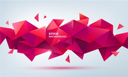 Vector abstract geometric 3d shape. Triangular facet polygonal banner, poster, backgroundのイラスト素材