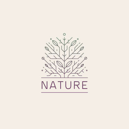 Vector geometric tree, floral, nature line. Organic abstract plantのイラスト素材