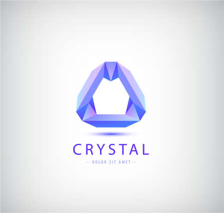 Vector abstract origami,crystal geometric shape,  company identity. Modern futuristic, tech iconのイラスト素材