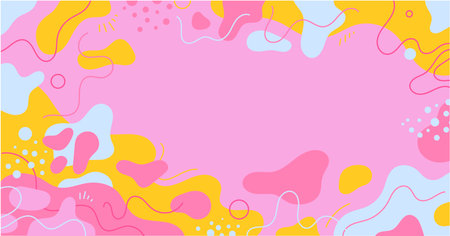 Vector colorful memphis geometric background. Liquid, flow, fluid shapes compositions. Modern abstract landing page. Poster design.のイラスト素材