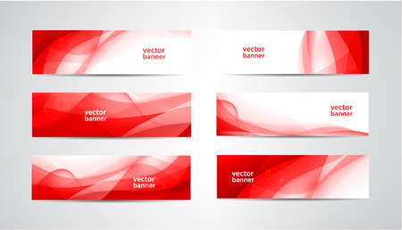 Vector set of abstract silk wavy headers, red banners. Use for web site, ad, brochureのイラスト素材