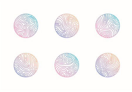Vector set of abstract wavy minimal organic logos. Marble line emblem for business, badge, print, icon gradient. Nature, landscape, meditation, spa, cosmetics etc.のイラスト素材