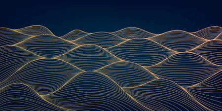 Vector abstract golden luxury pattern, lines background. Line arts wallpaper. Wavy art deco texture...