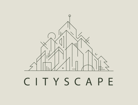 Vector real estate, city architecture, building line logo. Construction design, apartment, home symbol, rent industry shape.のイラスト素材