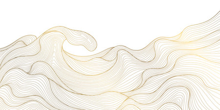 Vector line abstract sea, ocean art pattern, curve modern river asian background. Oriental nature water waves, ornament texture.のイラスト素材