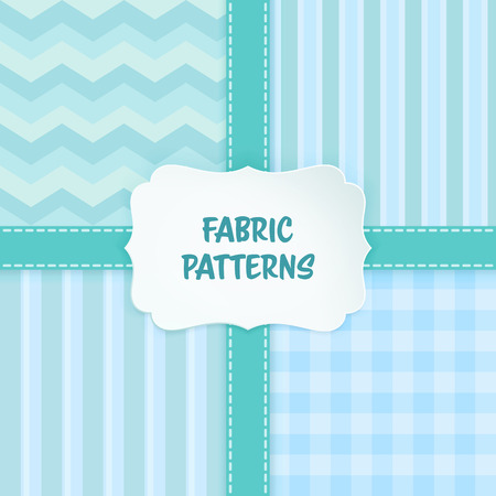 Set of seamless fabric and geometric patterns with tile, zig-zag, and lines. Children's bedroom, baby nursery wallpaper. Scrapbook cover or a gift wrap. Vector Illustration.のイラスト素材