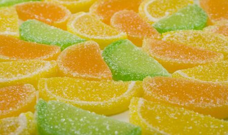 close-up of colourful fruit candiesの写真素材