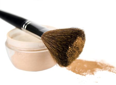 powder and brush isolaned over white background
