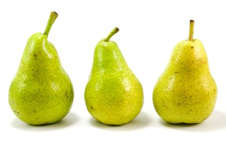 three pears isolated over whiteの写真素材