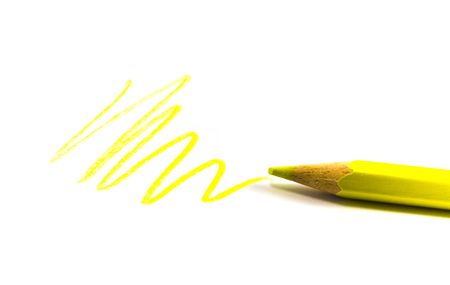 drawn yellow zigzag and pencilの写真素材