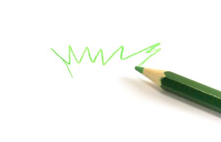 drawn green grass and pencilの写真素材