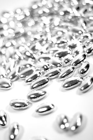 silver christmas decoration on the white backgroundの写真素材