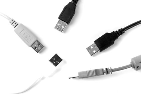 some usb cable on white backgroundの写真素材