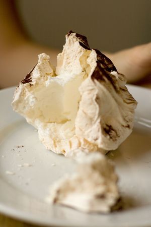 meringue cookie on a plate closeupの写真素材