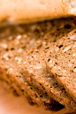 macro image of freshly baked whole 7-grain bread