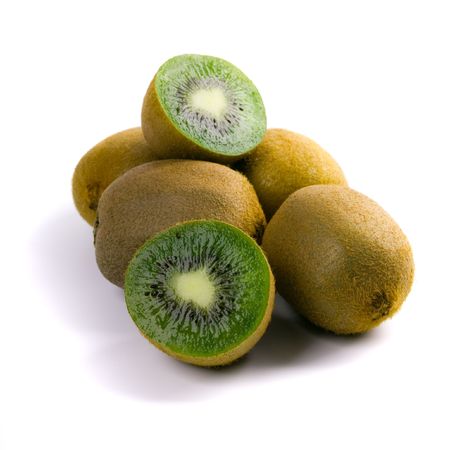 some fresh kiwi on white backgroundの写真素材