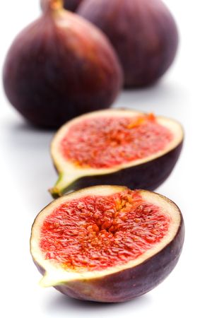 fresh figs closeup on white backgroundの写真素材
