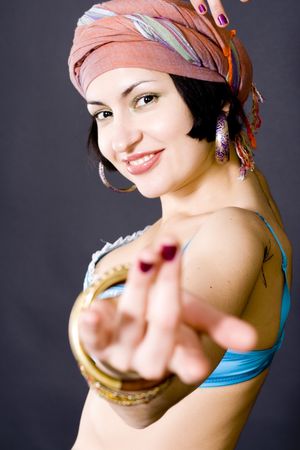 attractive asian woman dances east danceの写真素材