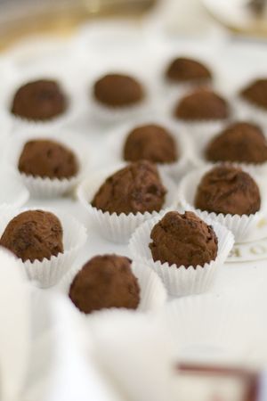 chocolate truffles close upの写真素材