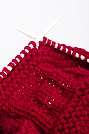 knitting with white needles