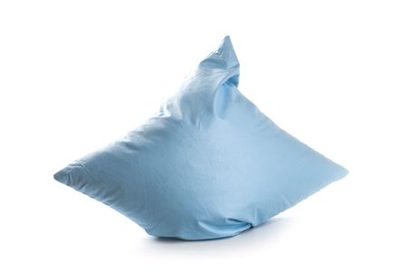 blue pillow isolated on white background の写真素材