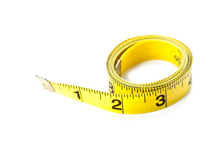 yellow measuring tape isolated on white background