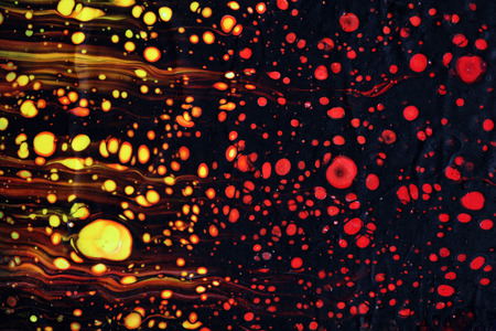 Abstract texture. Modern artwork background. Mixed black red and yellow pianting. Fluid Art. Unusual...